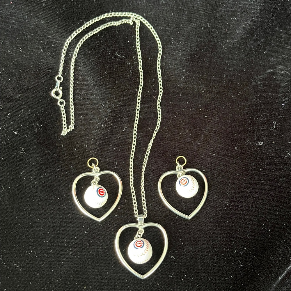 Chicago Cubs Jewelry Earrings and Necklace